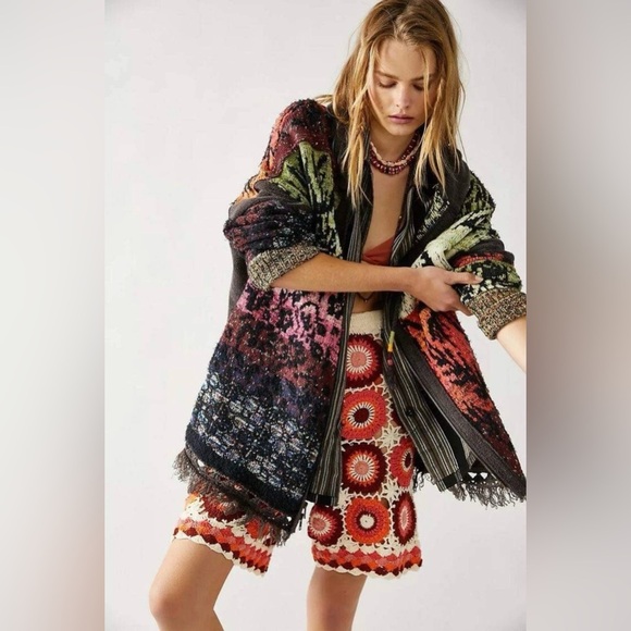 Free People Golden Hour Cardi Jacket Hooded Sweater Coat Size S NWT $348